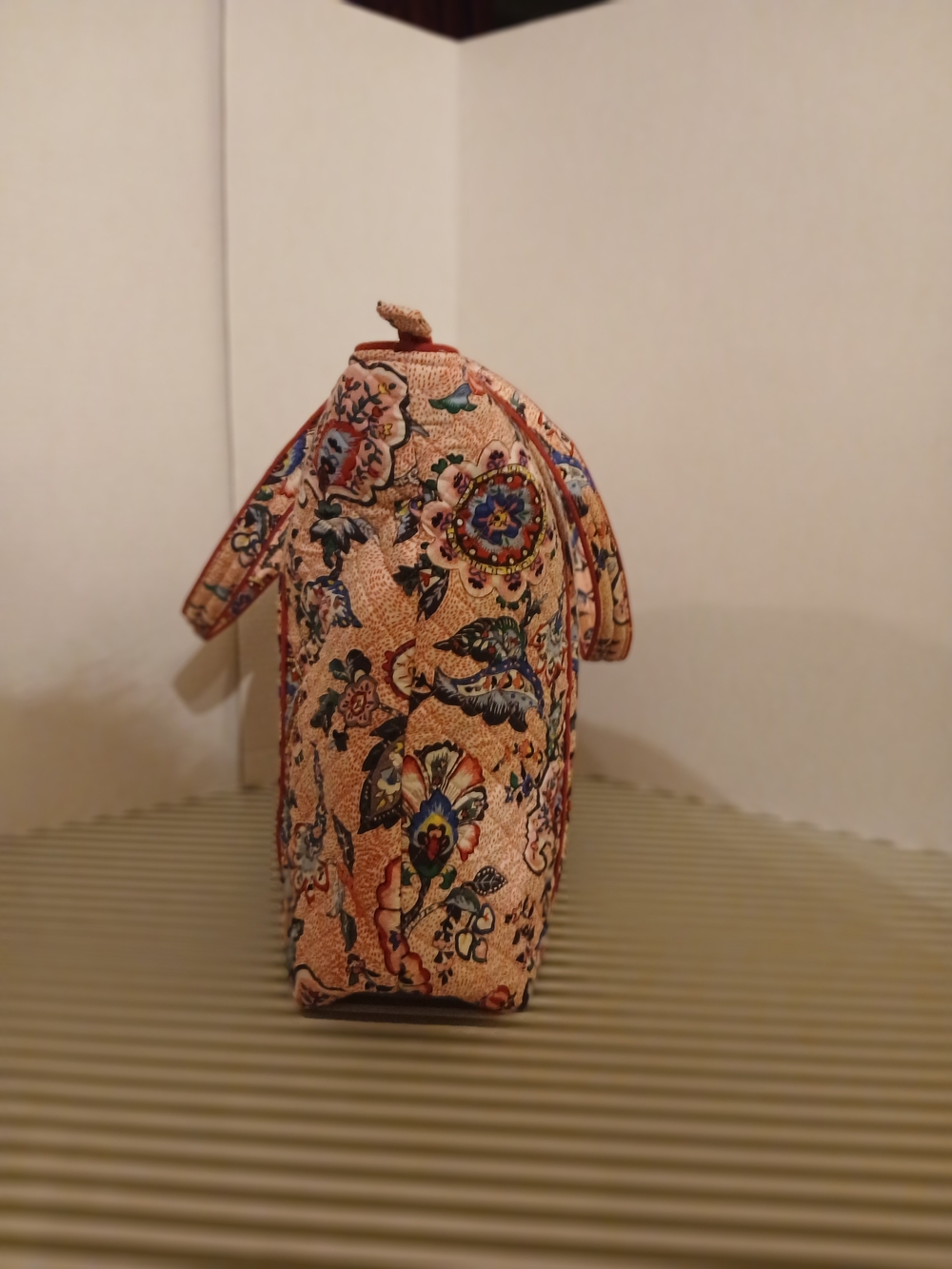 Floral Quilted Tote Bag in Peach Pink - Picture 7 of 15